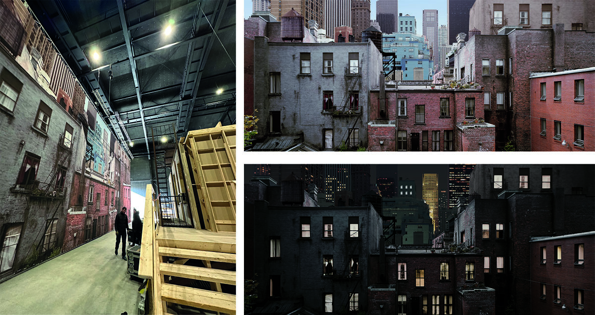 A rental SoftDrop was integrated into the set design for the Netflix series Eric to create a New York City background outside of Ledroit's apartment.