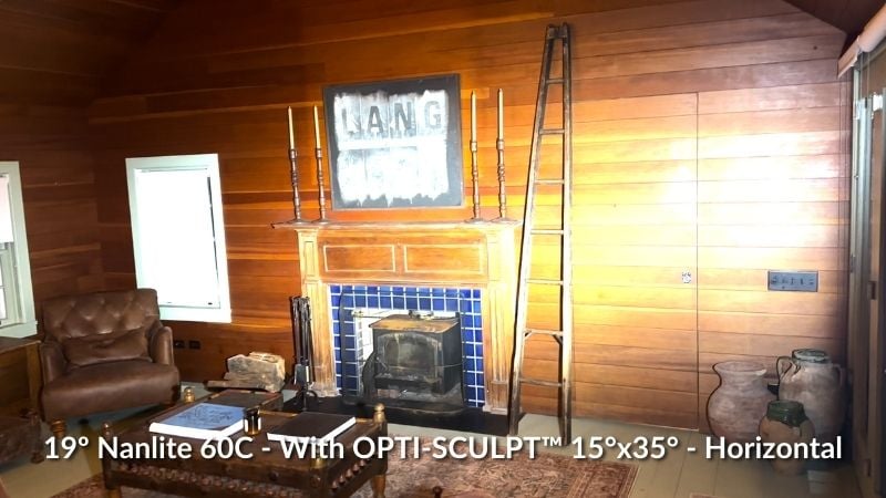 19° Nanlite 60C - With OPTI-SCULPT 15°X35° light shaping lens – Horizontal