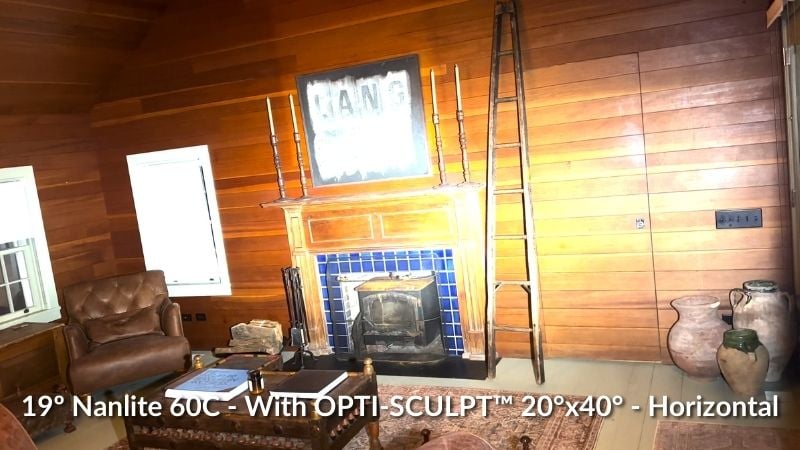 19° Nanlite 60C - With OPTI-SCULPT 20°x40° light shaping lens – Horizontal