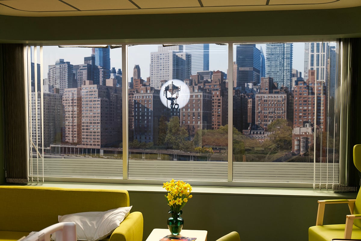 Rosco SoftDrop provides Manhattan views outside Hospital Room windows.