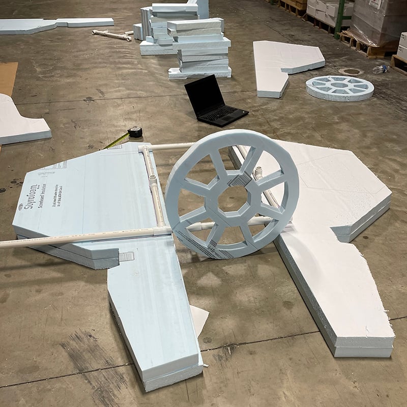 The foam structure for a Jedi Starship adaptive costume for children with disabilities.